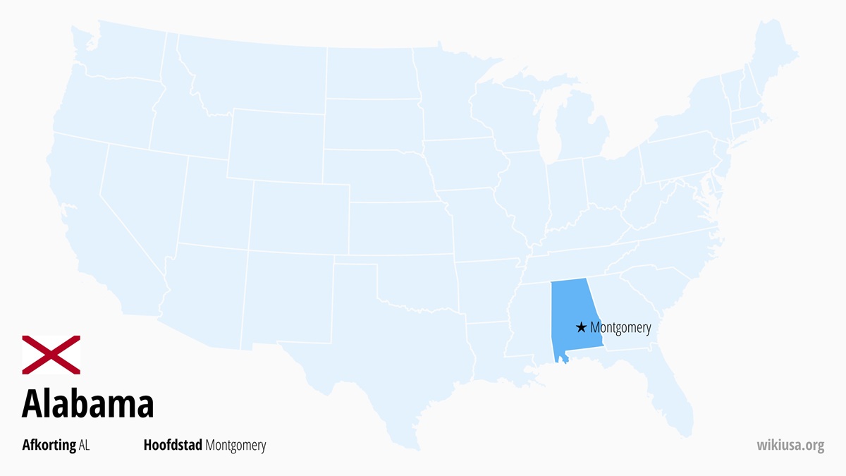 Kaart van de Staat Alabama | Waar ligt Alabama? | Alabama (staat VS) – feiten, steden, weer en kaart