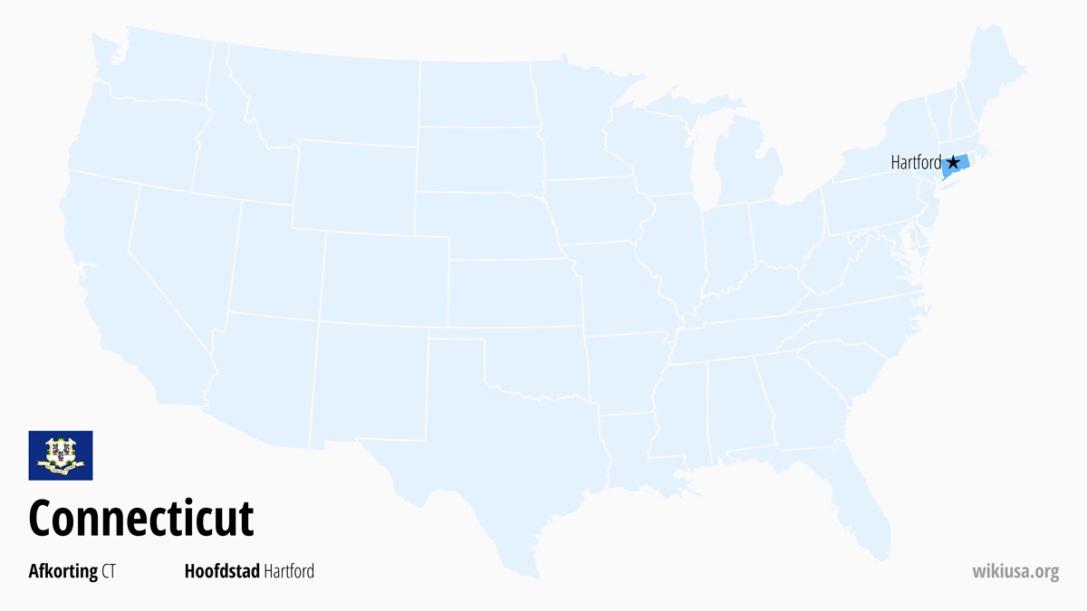 Kaart van de Staat Connecticut | Waar ligt Connecticut? | Connecticut (staat VS) – feiten, steden, wat te zien en kaart