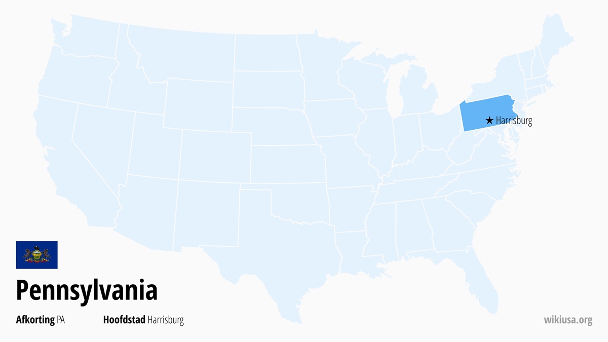 Kaart van de Staat Pennsylvania | Waar ligt Pennsylvania? | Pennsylvania (staat VS) – feiten, steden, weer en kaart