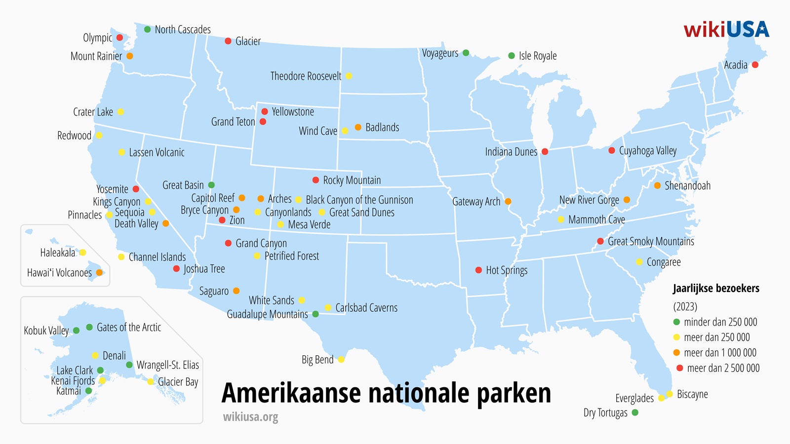 Kaart van nationale parken in de VS | © Petr Novák