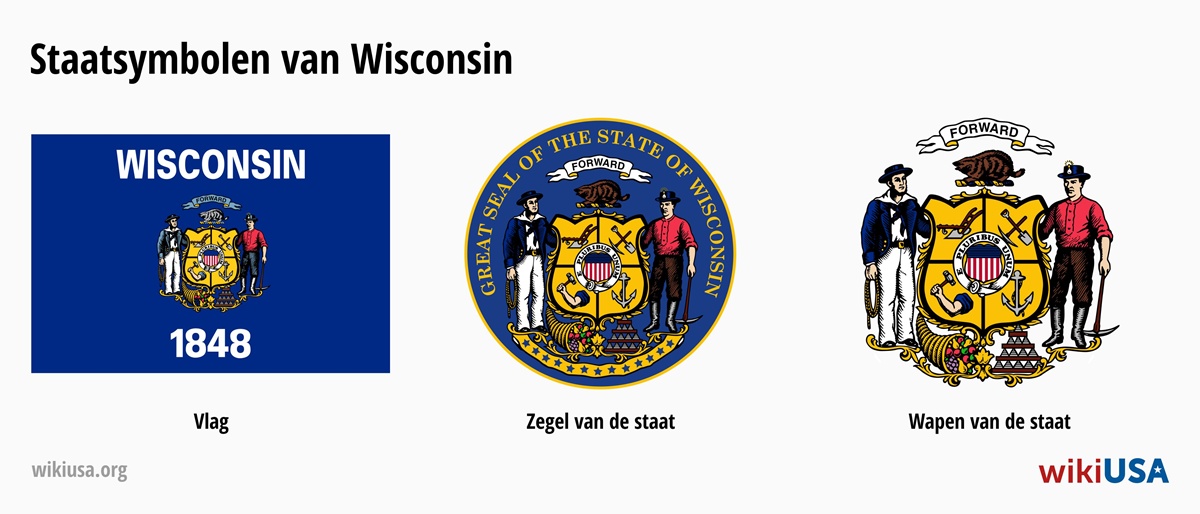 Vlag van de Staat Wisconsin | Het Grote Zegel van de Staat Wisconsin