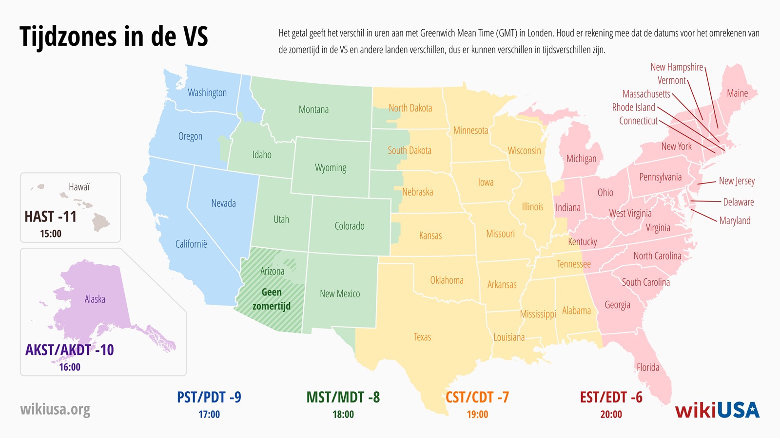 Tijdzones in de VS – kaart, huidige tijd, verschil met Nederland | © Petr Novák